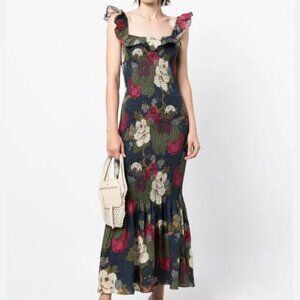 Sir the Label Francesca Frill Shirred Dress - Garcia Floral Print